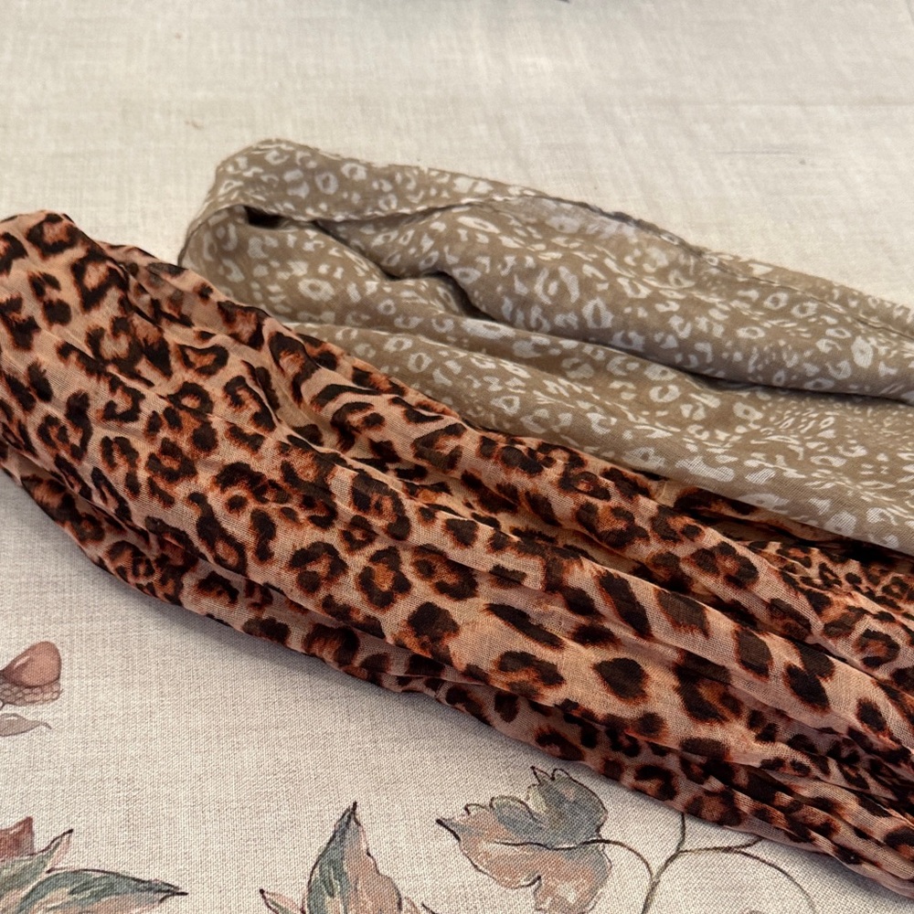 Leopard and Beige Patterned Women's Scarves